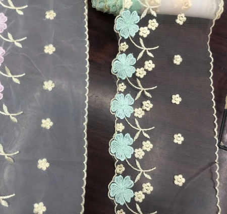 14 cm wide mesh fabric embroidered lace is in large stock 14 cm wide mesh fabric embroidered lace is in large stock